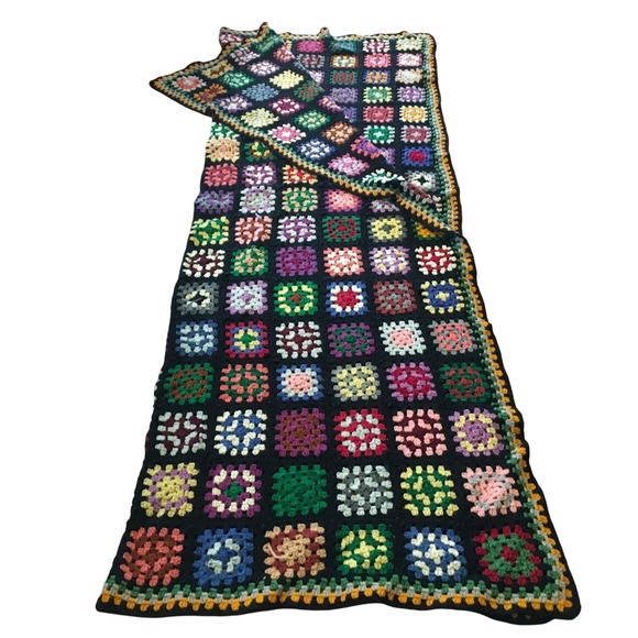 Granny Square Handmade Crochet Afghan Blanket Throw Twin Bed‎ 65x90 Cottagecore